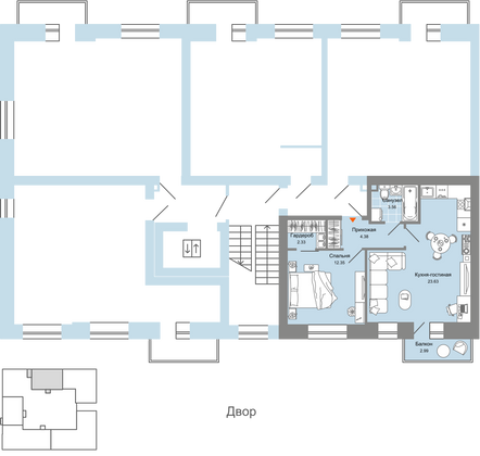 Продажа 2-комнатной квартиры 47 м², 6/8 этаж