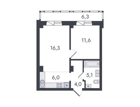 Продажа 2-комнатной квартиры 49,3 м², 1/16 этаж