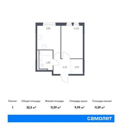 32,5 м², 1-комн. квартира, 10/12 этаж