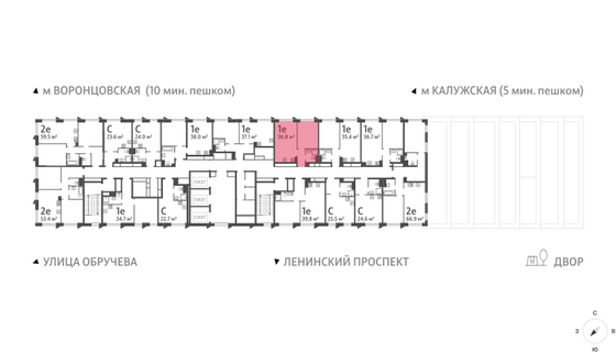 Продажа 1-комнатной квартиры 36,8 м², 34/58 этаж