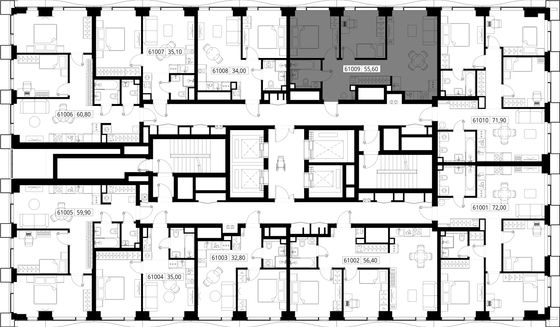 Продажа 2-комнатной квартиры 55,6 м², 10/48 этаж