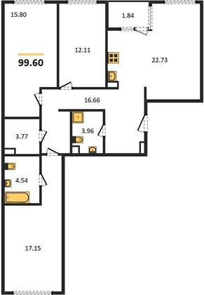 Продажа 3-комнатной квартиры 99,6 м², 2/9 этаж