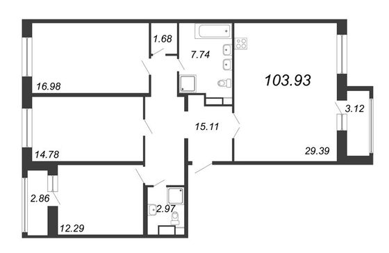 Продажа 4-комнатной квартиры 103,9 м², 5/12 этаж
