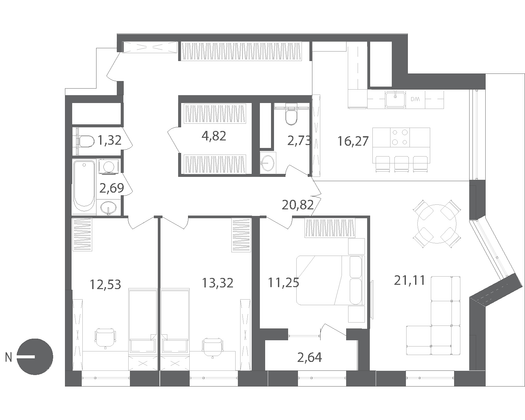 Продажа 4-комнатной квартиры 108,2 м², 20/22 этаж