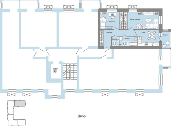 Продажа 2-комнатной квартиры 59 м², 2/6 этаж