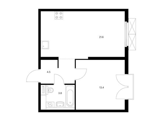 Продажа 1-комнатной квартиры 43,3 м², 7/33 этаж