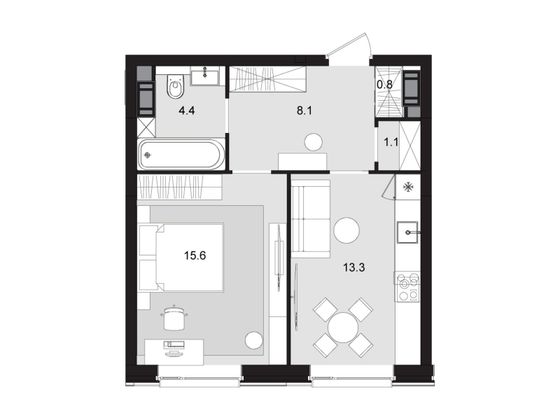Продажа 1-комнатной квартиры 45,5 м², 40/47 этаж