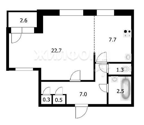 Продажа 1-комнатной квартиры 43,3 м², 1/9 этаж