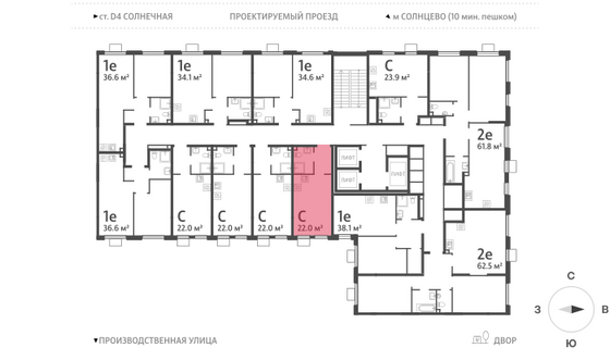 Продажа квартиры-студии 22 м², 16/24 этаж