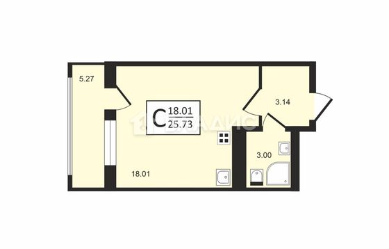 Продажа квартиры-студии 25,7 м², 4/4 этаж