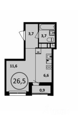 Продажа квартиры-студии 26,5 м², 13/16 этаж