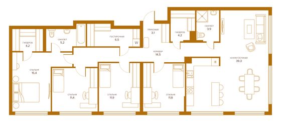 127,8 м², 4-комн. квартира, 7/13 этаж