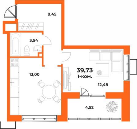 Продажа 1-комнатной квартиры 39,7 м², 10/10 этаж
