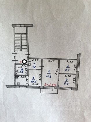 Продажа 3-комнатной квартиры 59,2 м², 3/5 этаж