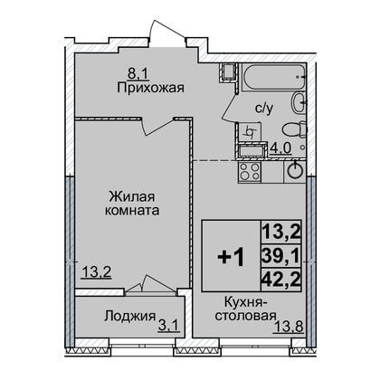 Продажа 1-комнатной квартиры 42 м², 5/24 этаж