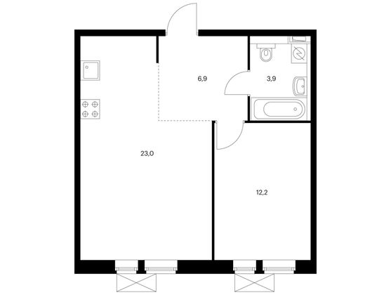 Продажа 1-комнатной квартиры 45,9 м², 16/30 этаж