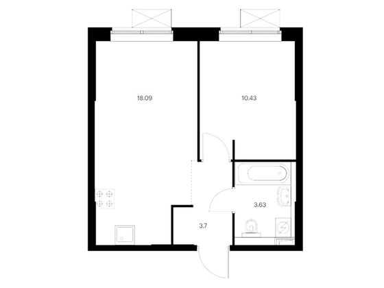Продажа 1-комнатной квартиры 35,8 м², 3/33 этаж