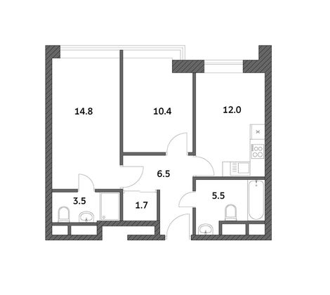 Продажа 2-комнатной квартиры 54,4 м², 10/19 этаж