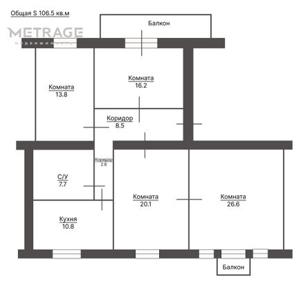 Продажа 4-комнатной квартиры 106,5 м², 6/6 этаж