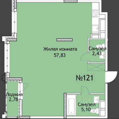 Продажа 2-комнатной квартиры 67,9 м², 4/10 этаж