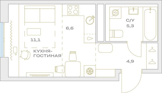 Продажа квартиры-студии 27,9 м², 16/23 этаж