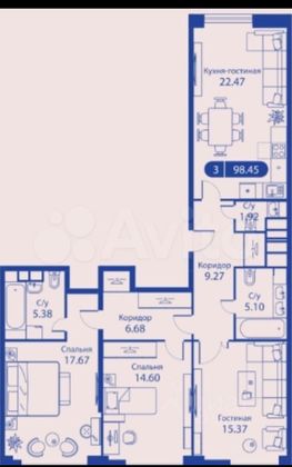 Продажа 3-комнатной квартиры 100 м², 19/30 этаж