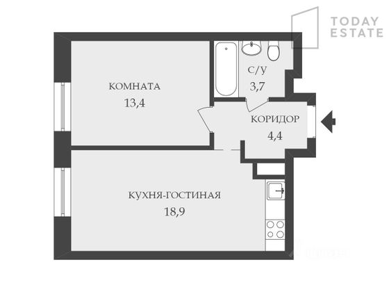 Продажа 2-комнатной квартиры 40,4 м², 5/35 этаж