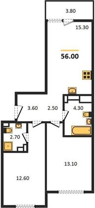 Продажа 2-комнатной квартиры 56 м², 6/16 этаж