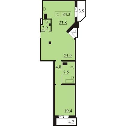 Продажа 2-комнатной квартиры 87,7 м², 9/25 этаж