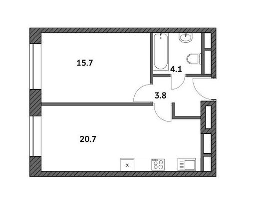 Продажа 1-комнатной квартиры 44,3 м², 3/19 этаж