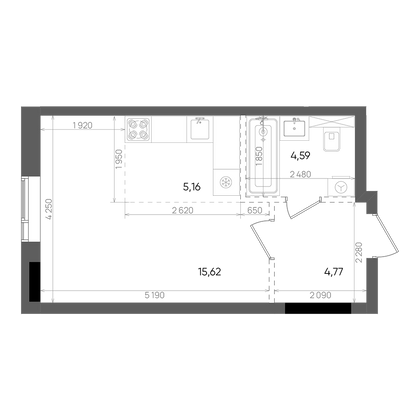 30,1 м², 1-комн. квартира, 5/14 этаж