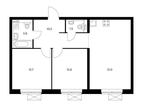 Продажа 2-комнатной квартиры 62,2 м², 33/33 этаж