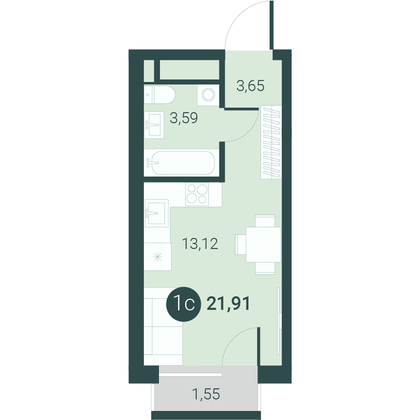Продажа квартиры-студии 21,9 м², 3/10 этаж