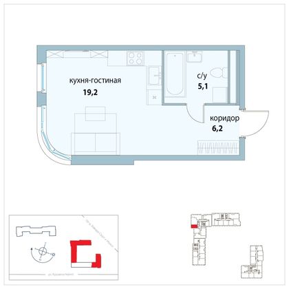 Продажа квартиры-студии 30,5 м², 10/25 этаж