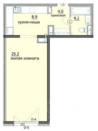 Продажа квартиры-студии 42,4 м², 3/19 этаж