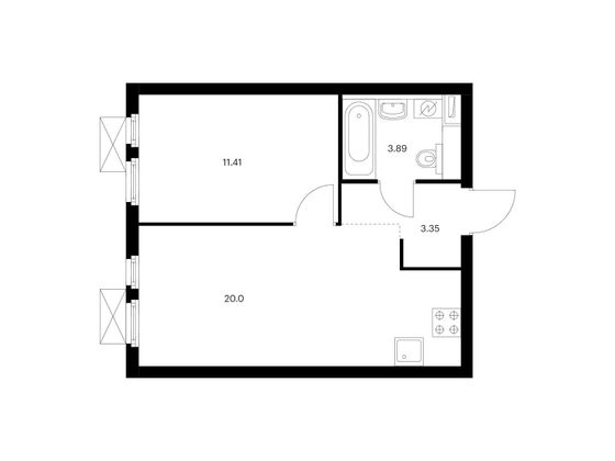 Продажа 1-комнатной квартиры 38,7 м², 3/33 этаж
