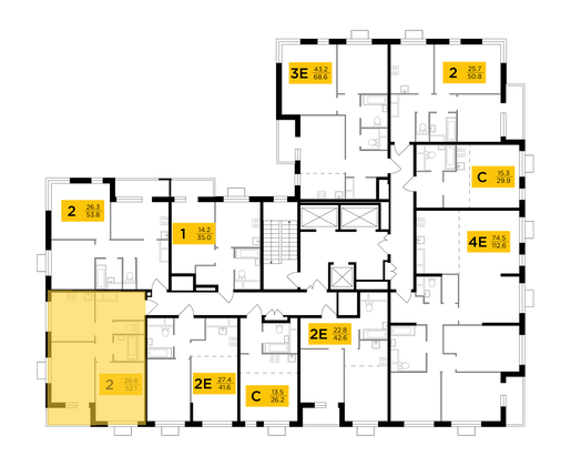 Продажа 2-комнатной квартиры 52,1 м², 12/24 этаж