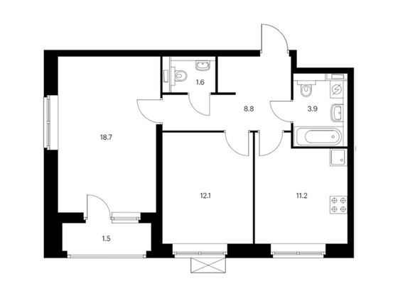 Продажа 2-комнатной квартиры 57,8 м², 14/25 этаж
