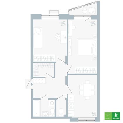 62,1 м², 2-комн. квартира, 4/5 этаж