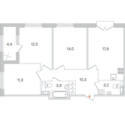 Продажа 3-комнатной квартиры 75 м², 4/4 этаж