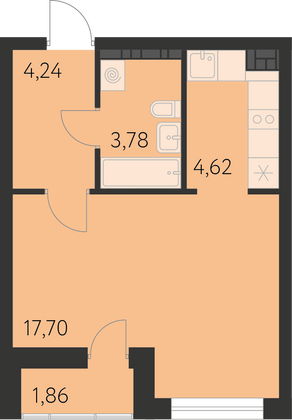 31,2 м², студия, 8 этаж