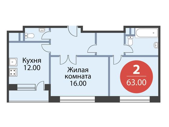Продажа 2-комнатной квартиры 63 м², 7/11 этаж