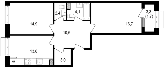 67,2 м², 2-комн. квартира, 5/20 этаж