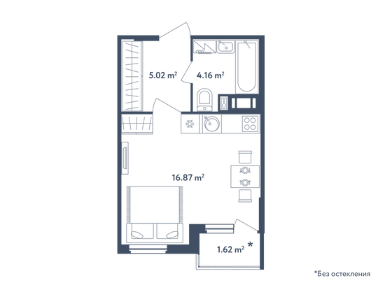 26,9 м², студия, 4/4 этаж