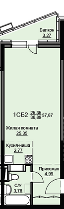 Продажа квартиры-студии 37,9 м², 8/17 этаж