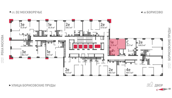 Продажа 1-комнатной квартиры 32,9 м², 32/52 этаж