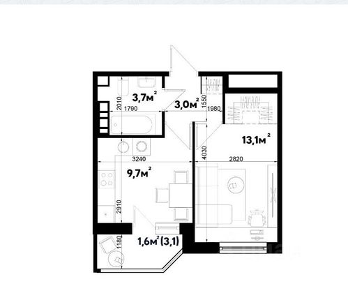 Продажа 1-комнатной квартиры 31,1 м², 6/9 этаж