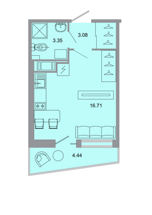 23,6 м², студия, 4/15 этаж