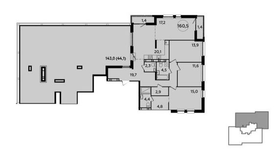 Продажа квартиры-студии 159,7 м², 23/23 этаж