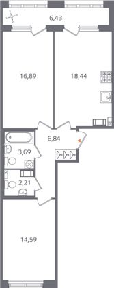 Продажа 2-комнатной квартиры 65,9 м², 10/16 этаж